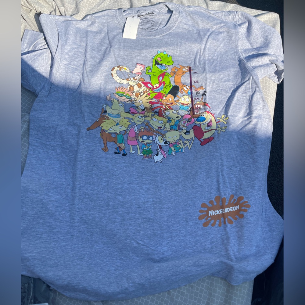 Nickelodeon Light Gray Cartoon Character T-Shirt